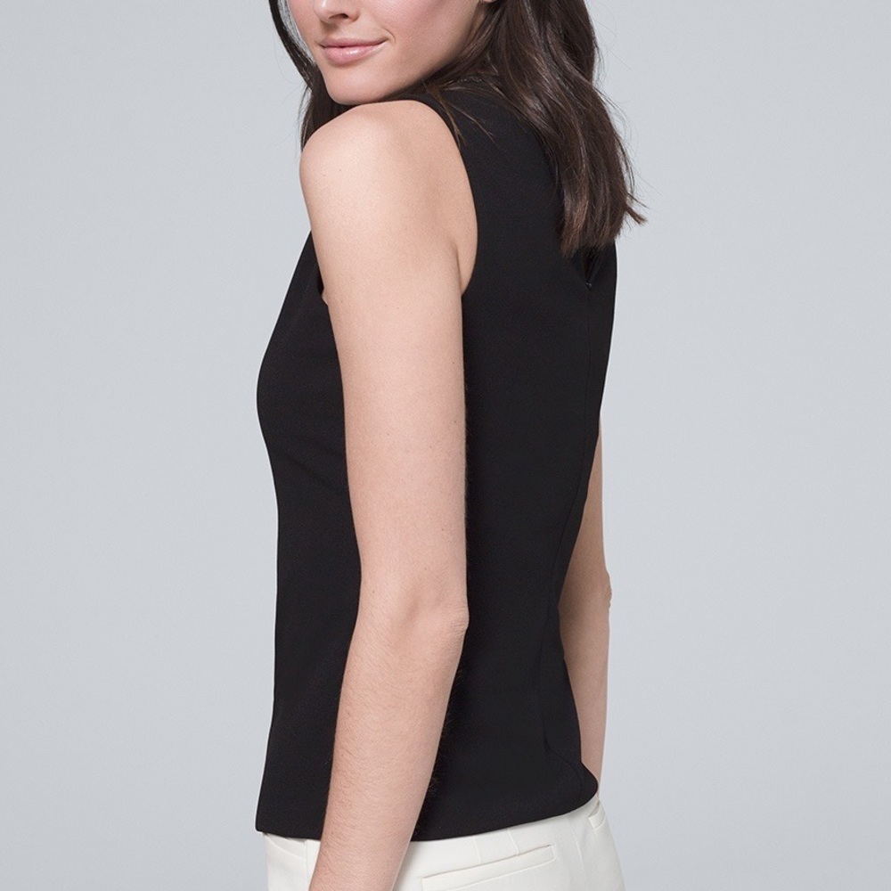 White House Black Market Black Crepe Shell Size L - Picture 3 of 11